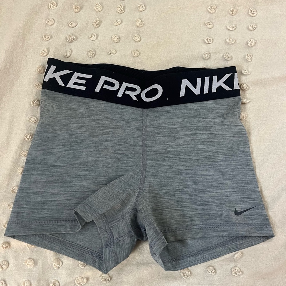 Nike Pro Gray Dri-FIT Shorts with Black Waistband